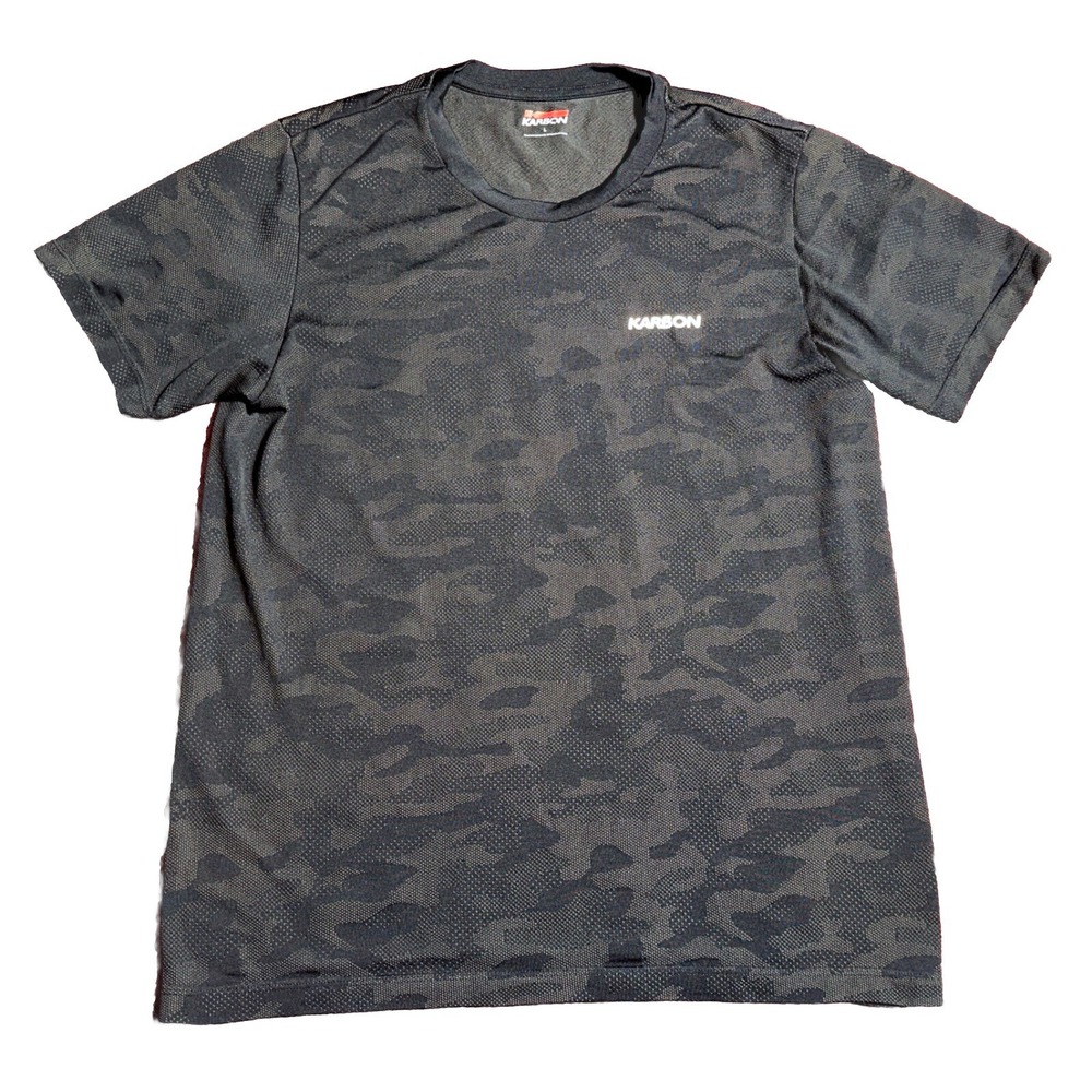 Karbon Men's - Quick Dry  Shirt L Black Camo Mesh Short Sleeve Pullover